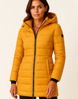 Women's Black Puffer Jacket PU Leather Slim Fit Long Sleeve