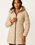 Women's Black Puffer Jacket PU Leather Slim Fit Long Sleeve