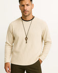 Men's Long Sleeve T-Shirt Stretchable Waffle Texture Crew Neck