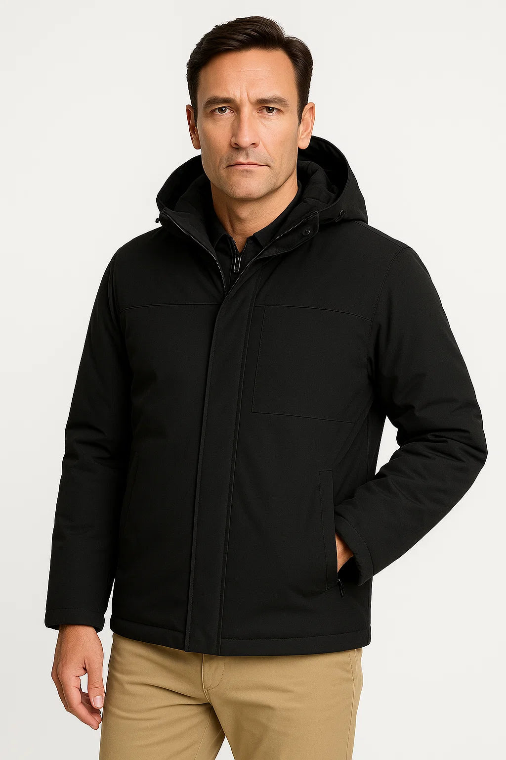 Men's Fleece Jacket Waterproof Windproof Detachable Hood