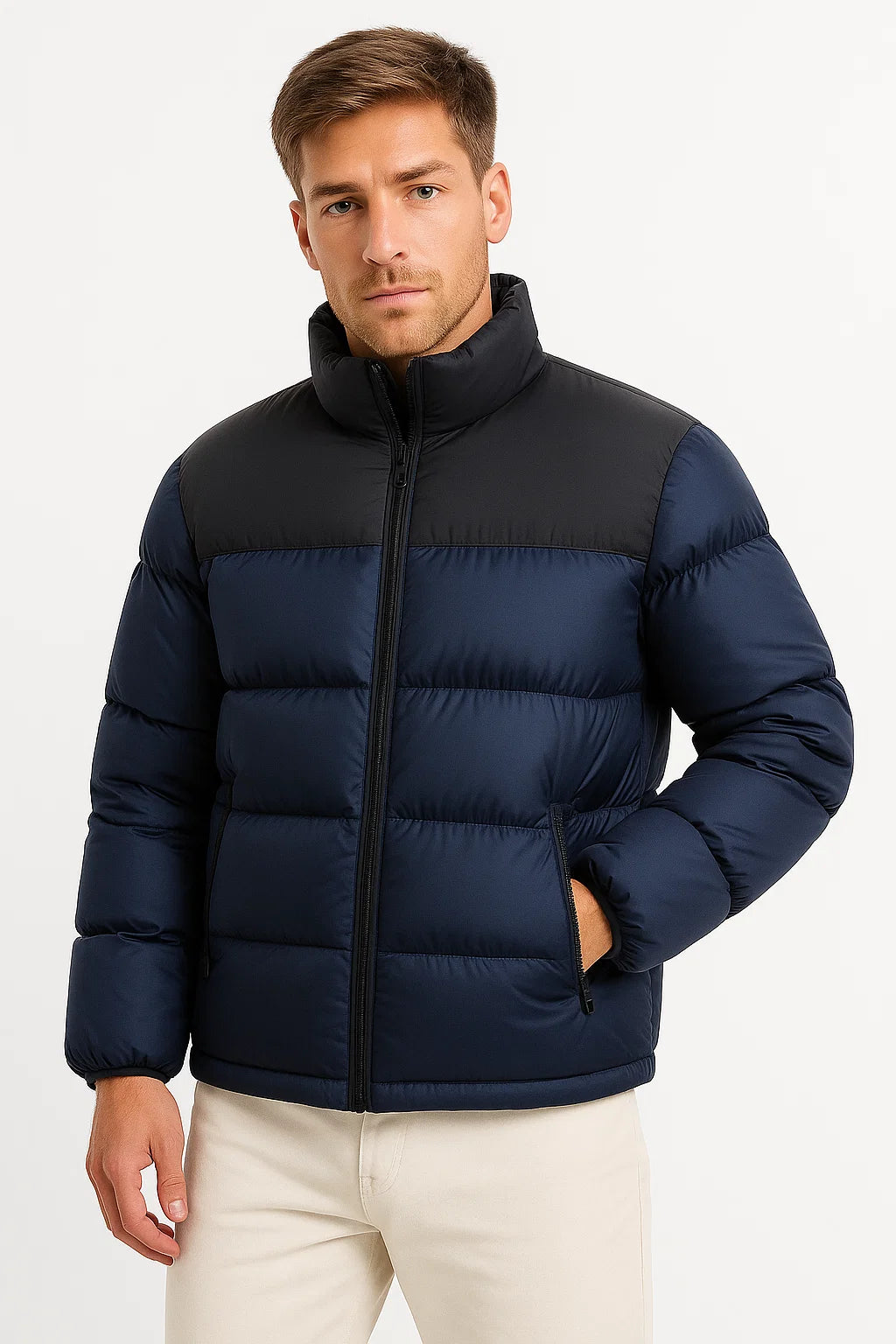 Men's Parka Jacket Cotton Padded Hidden Hooded Winter Coat