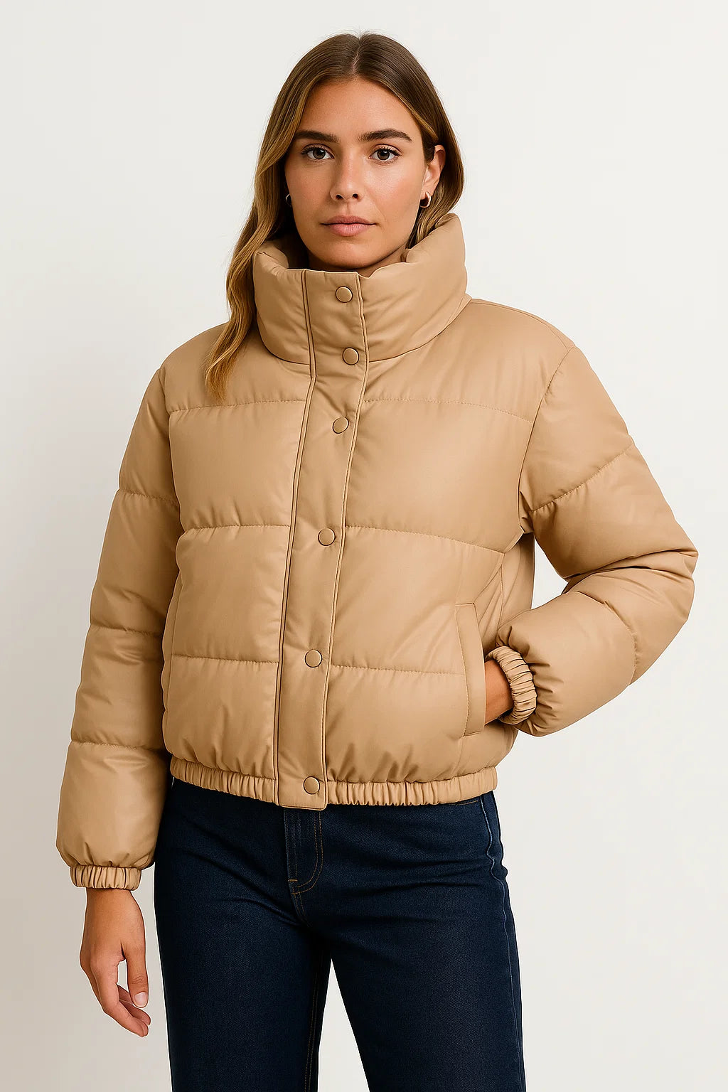 Women's Faux Leather Parka Coat Thick Warm Winter Jacket