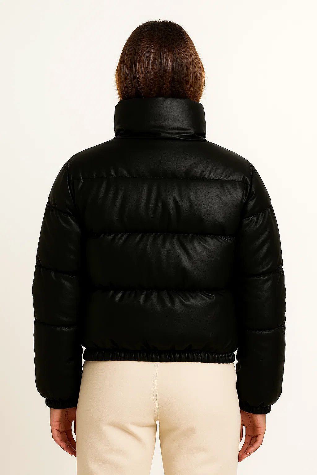 Women's Faux Leather Parka Coat Thick Warm Winter Jacket