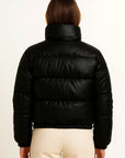 Women's Faux Leather Parka Coat Thick Warm Winter Jacket