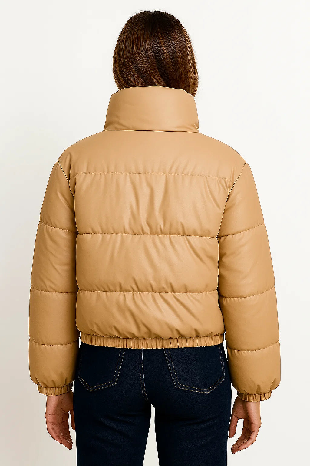 Women's Faux Leather Parka Coat Thick Warm Winter Jacket