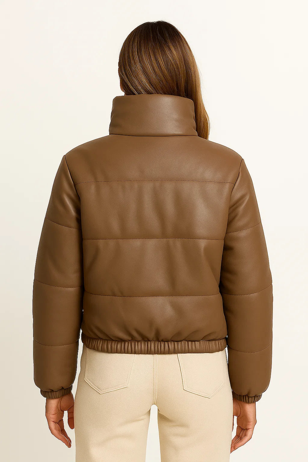 Women's Faux Leather Parka Coat Thick Warm Winter Jacket