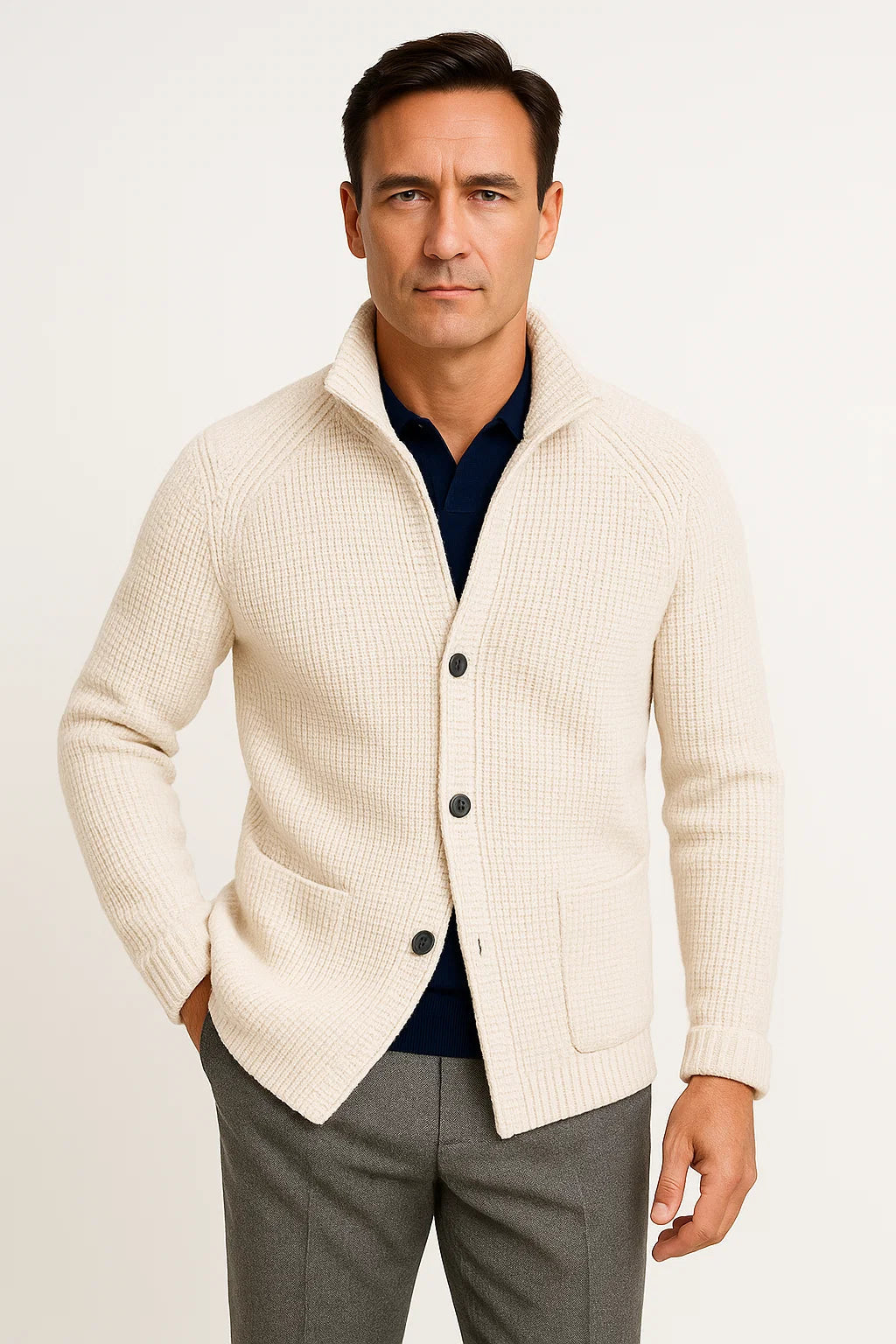 Mens Cardigan Wool Knit Buttoned Casual Comfortable Fit 2