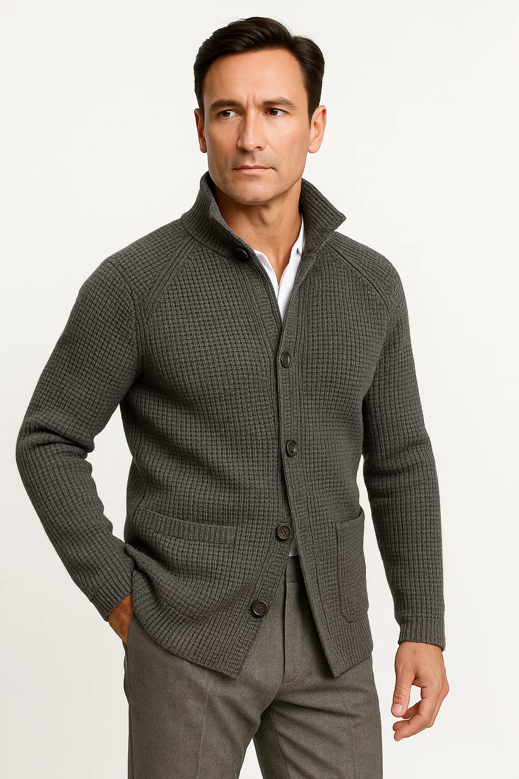 Mens Cardigan Wool Knit Buttoned Casual Comfortable Fit 4