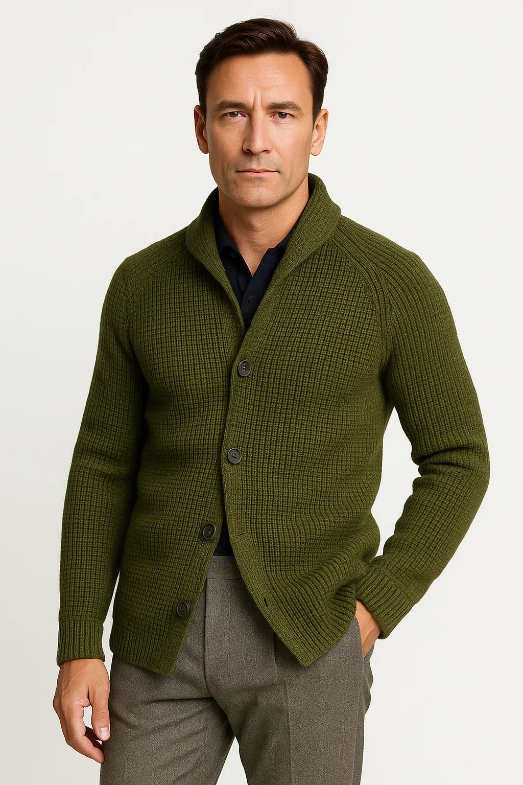 Mens Cardigan Wool Knit Buttoned Casual Comfortable Fit 5