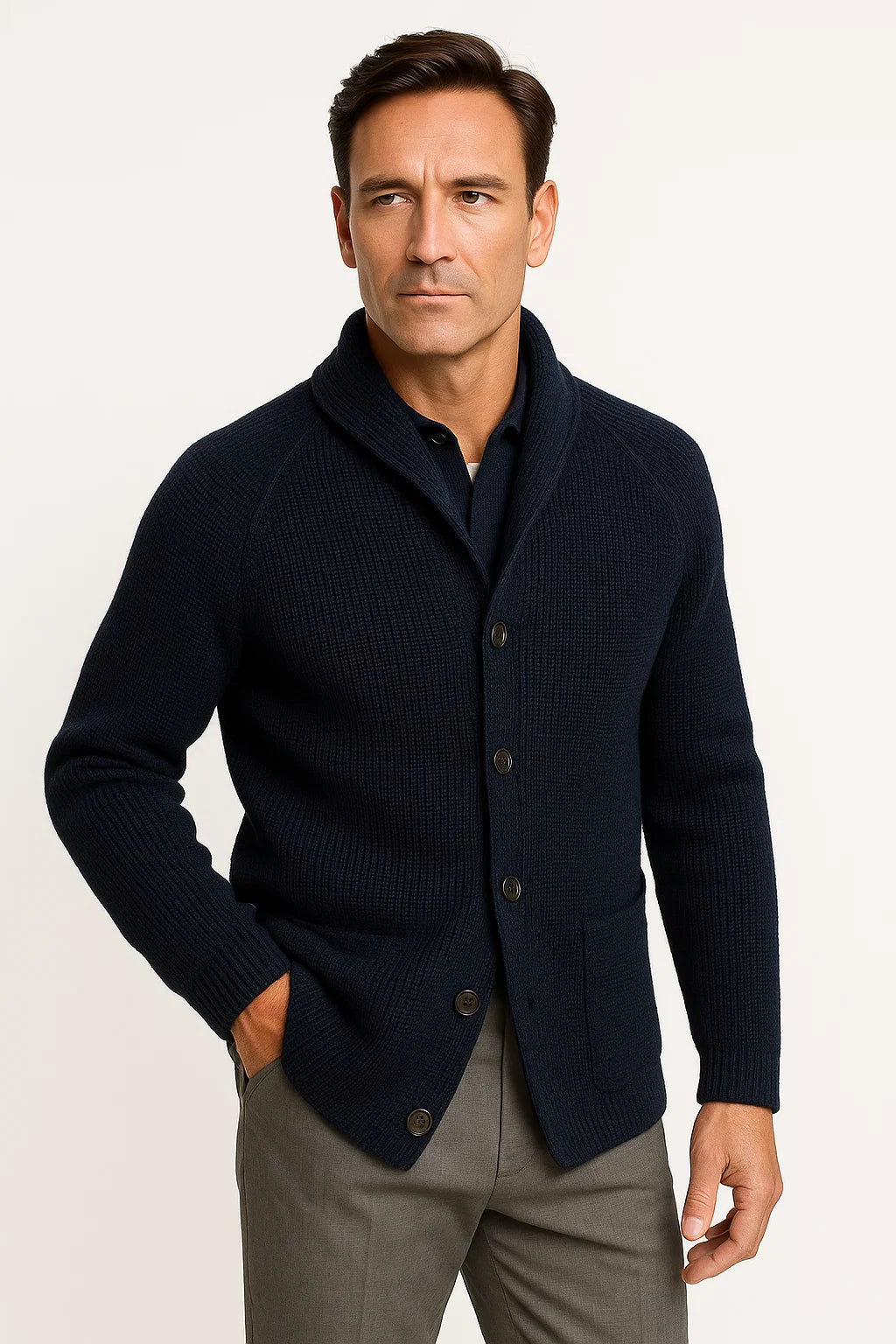 Mens Cardigan Wool Knit Buttoned Casual Comfortable Fit 6