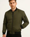 Mens Bomber Jacket Polyester Black Water-Resistant Slim Fit Casual 4