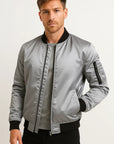 Mens Bomber Jacket Polyester Black Water-Resistant Slim Fit Casual 5