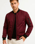 Mens Bomber Jacket Polyester Black Water-Resistant Slim Fit Casual 7