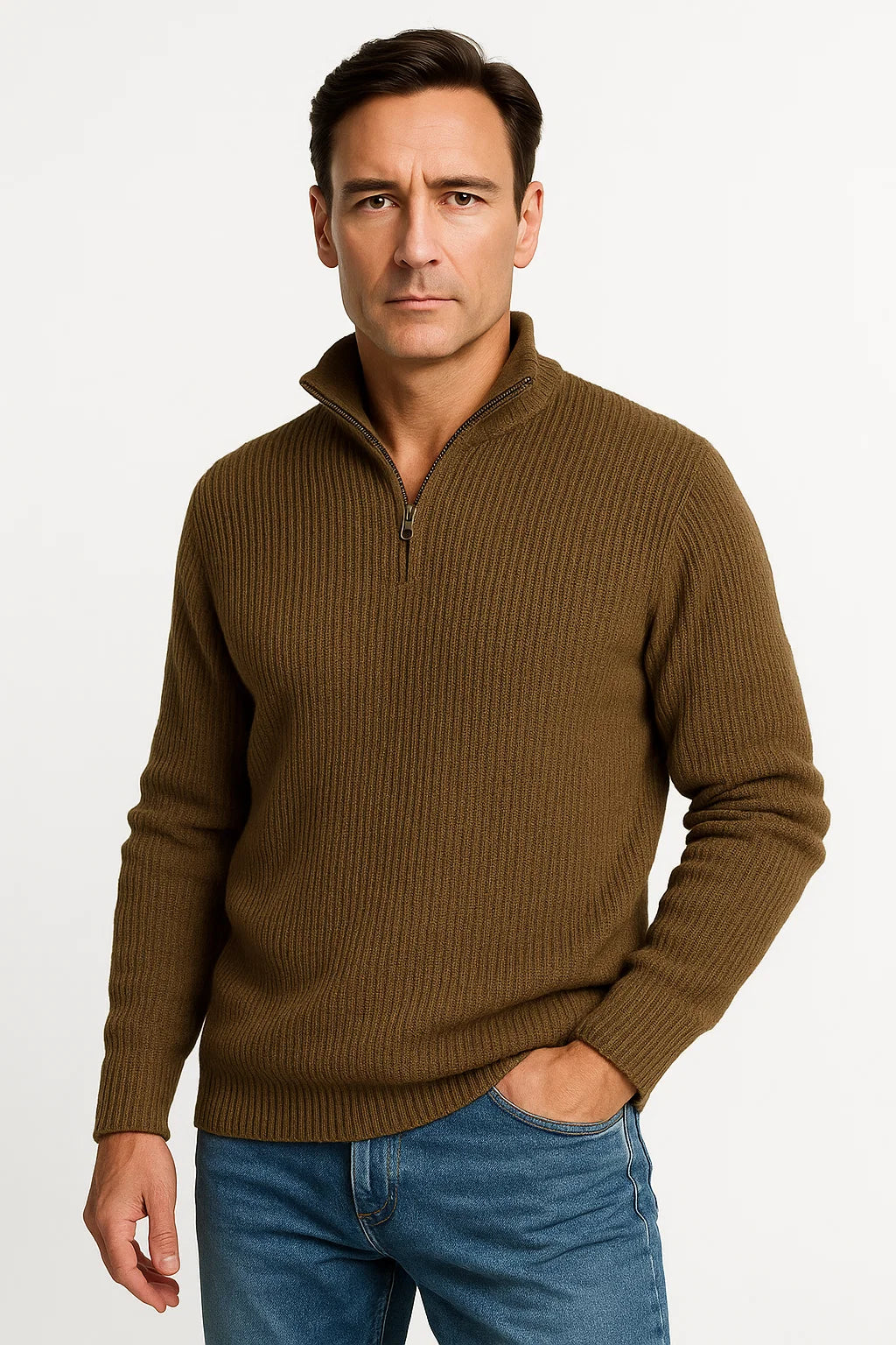 Mens Cashmere Sweater 100% Cashmere Long Sleeve Gray 4