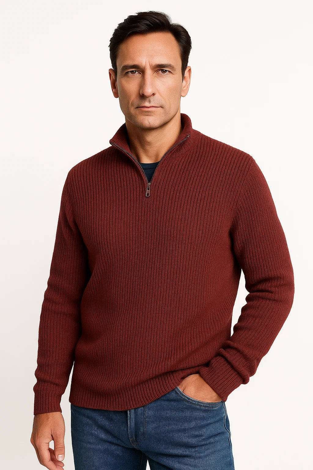 Mens Cashmere Sweater 100% Cashmere Long Sleeve Gray 5
