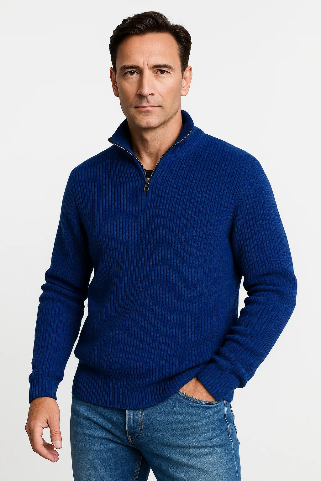 Mens Cashmere Sweater 100% Cashmere Long Sleeve Gray 6