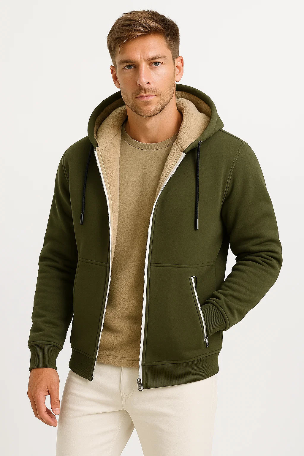 Mens Classic Coat Polyester Dark Green for Fall and Winter 3