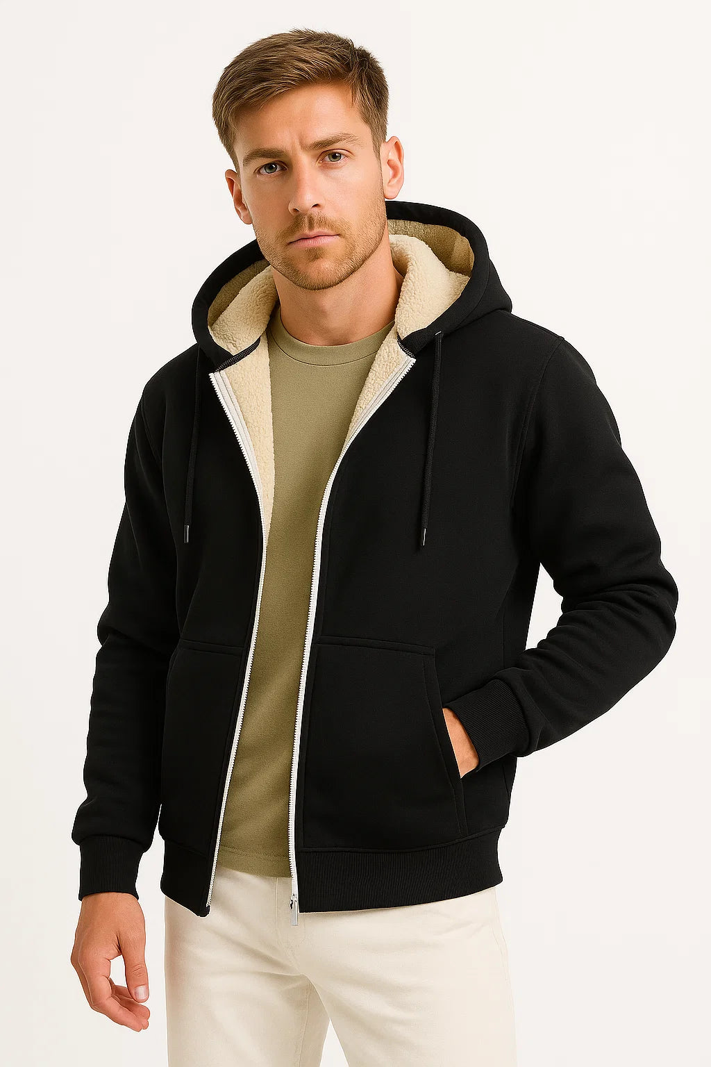 Mens Classic Coat Polyester Dark Green for Fall and Winter 4
