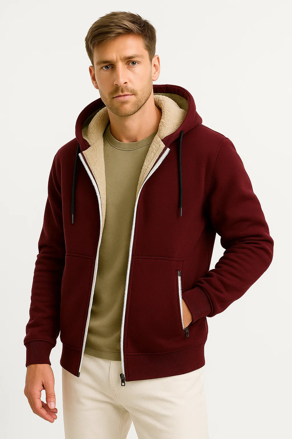 Mens Classic Coat Polyester Dark Green for Fall and Winter 5