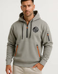Mens Hoodie Blue Cotton Multi-Zip Embroidered Casual Sports with Zipper Pockets 1