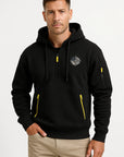 Mens Hoodie Blue Cotton Multi-Zip Embroidered Casual Sports with Zipper Pockets 3