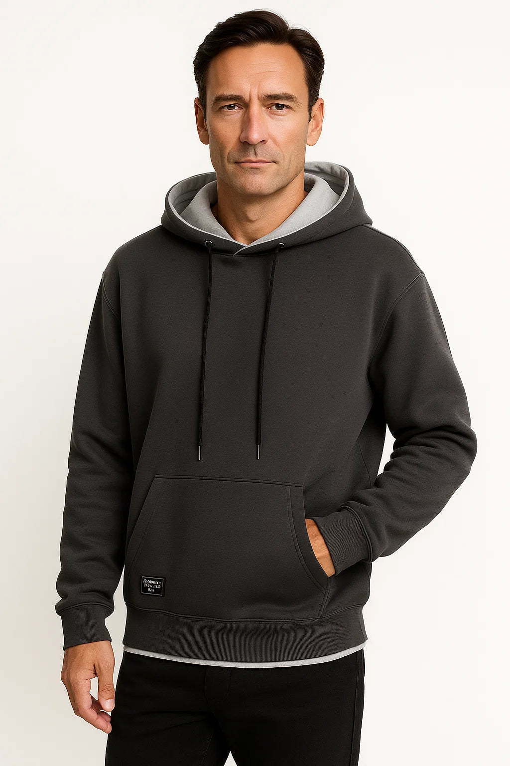 Mens Hoodie Gray Soft Fabric Casual Warm Durable Comfort 1