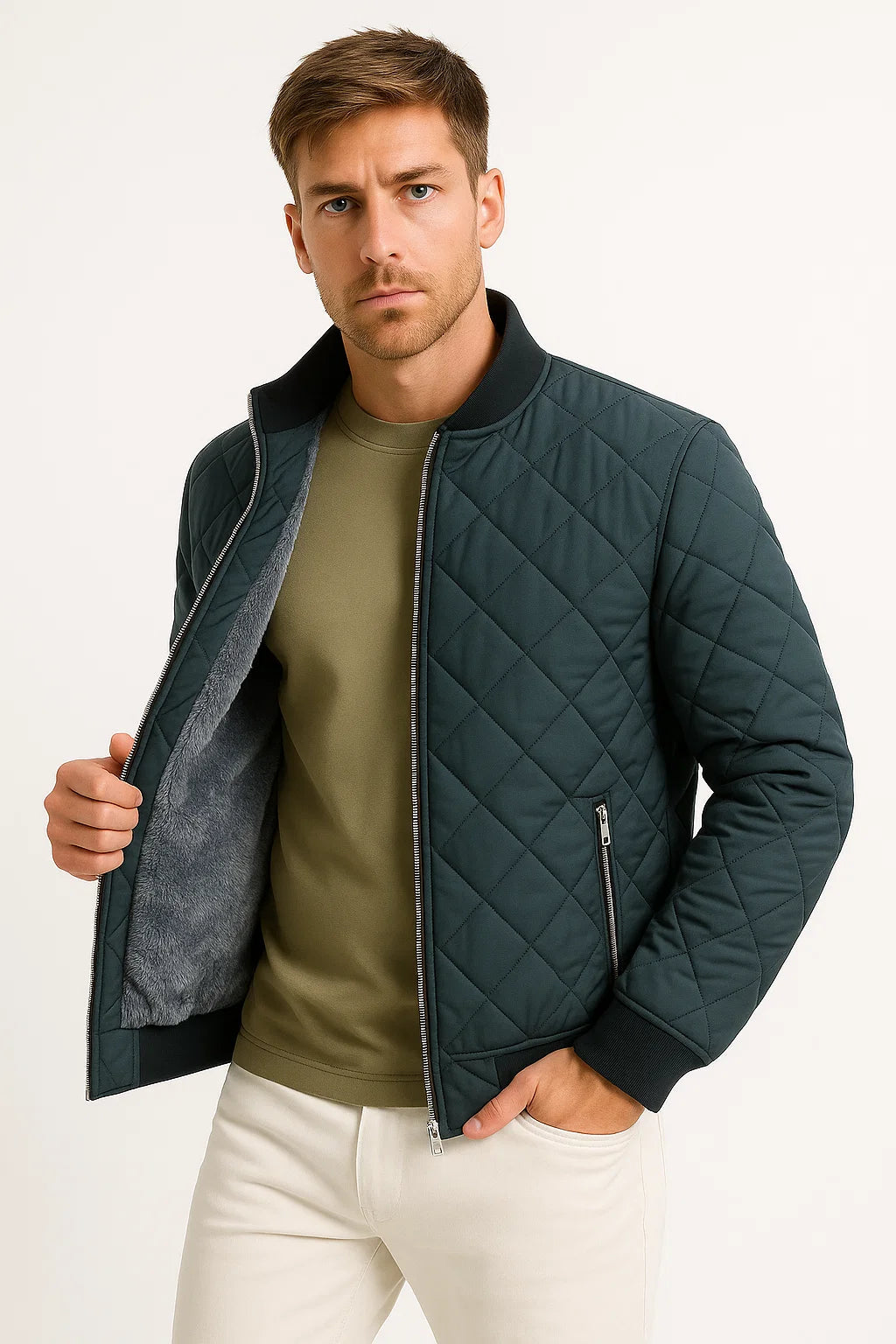 Mens Jacket Insulated Warm Fabric Classic Versatile Design 6