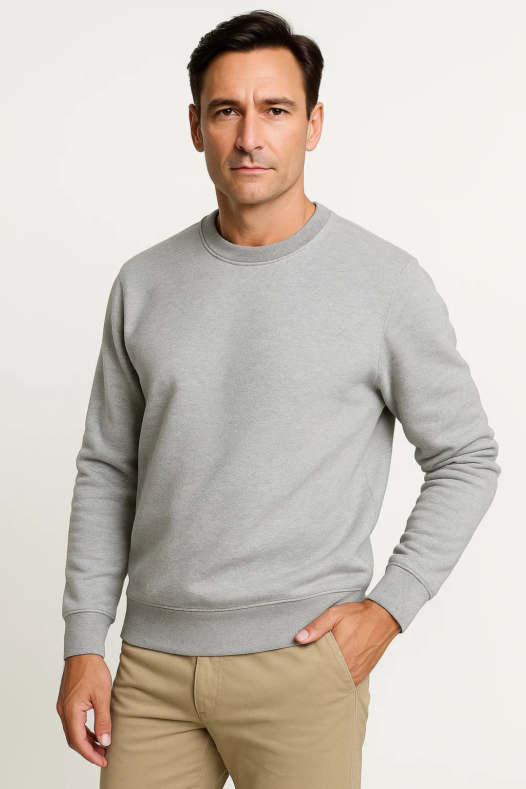 Mens Sweater Thick Velvet Round Neck Casual Winter 1