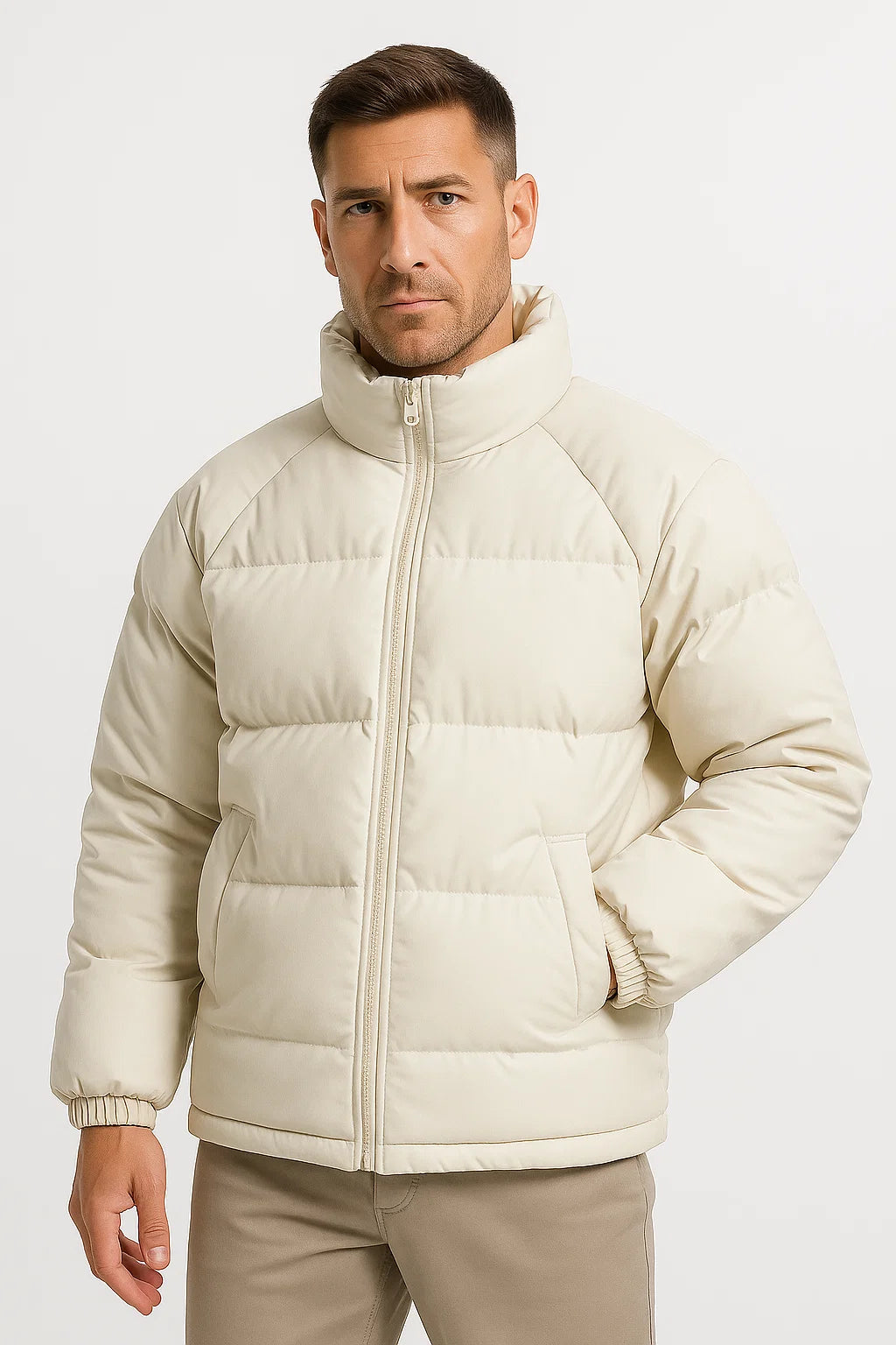 Mens Puffer Jacket Polyester Insulated Casual Winter Wear 2