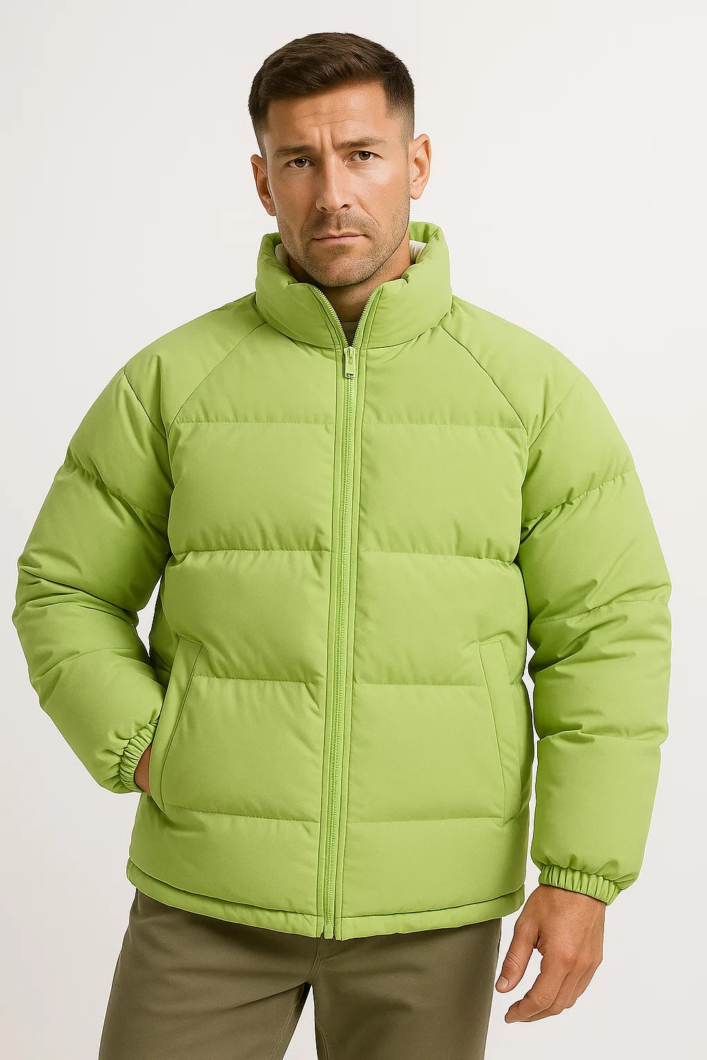 Mens Puffer Jacket Polyester Insulated Casual Winter Wear 3