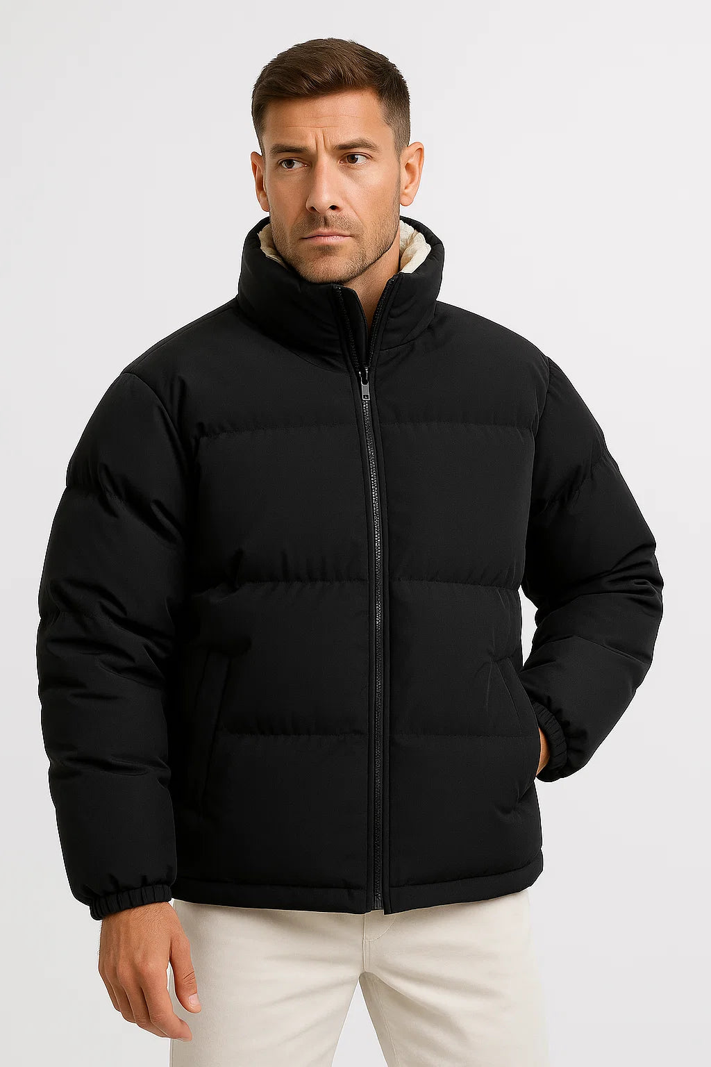 Mens Puffer Jacket Polyester Insulated Casual Winter Wear 4