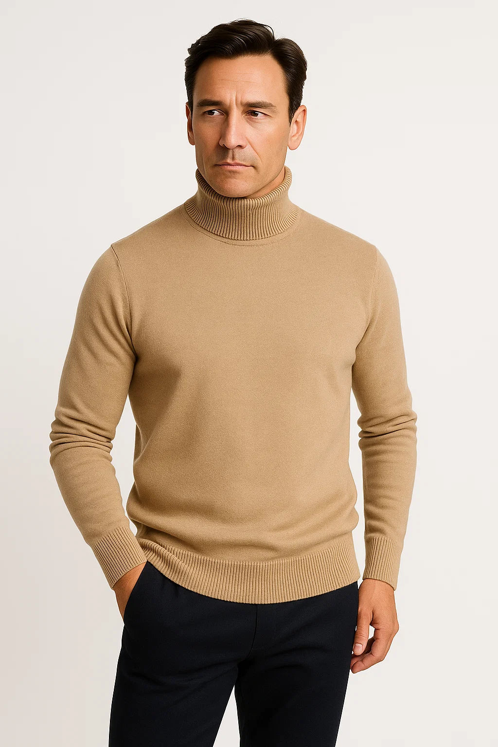 Mens Turtleneck Sweater in Grey Cotton – Comfortable Roll Neck Knitwear for Timeless Style 6