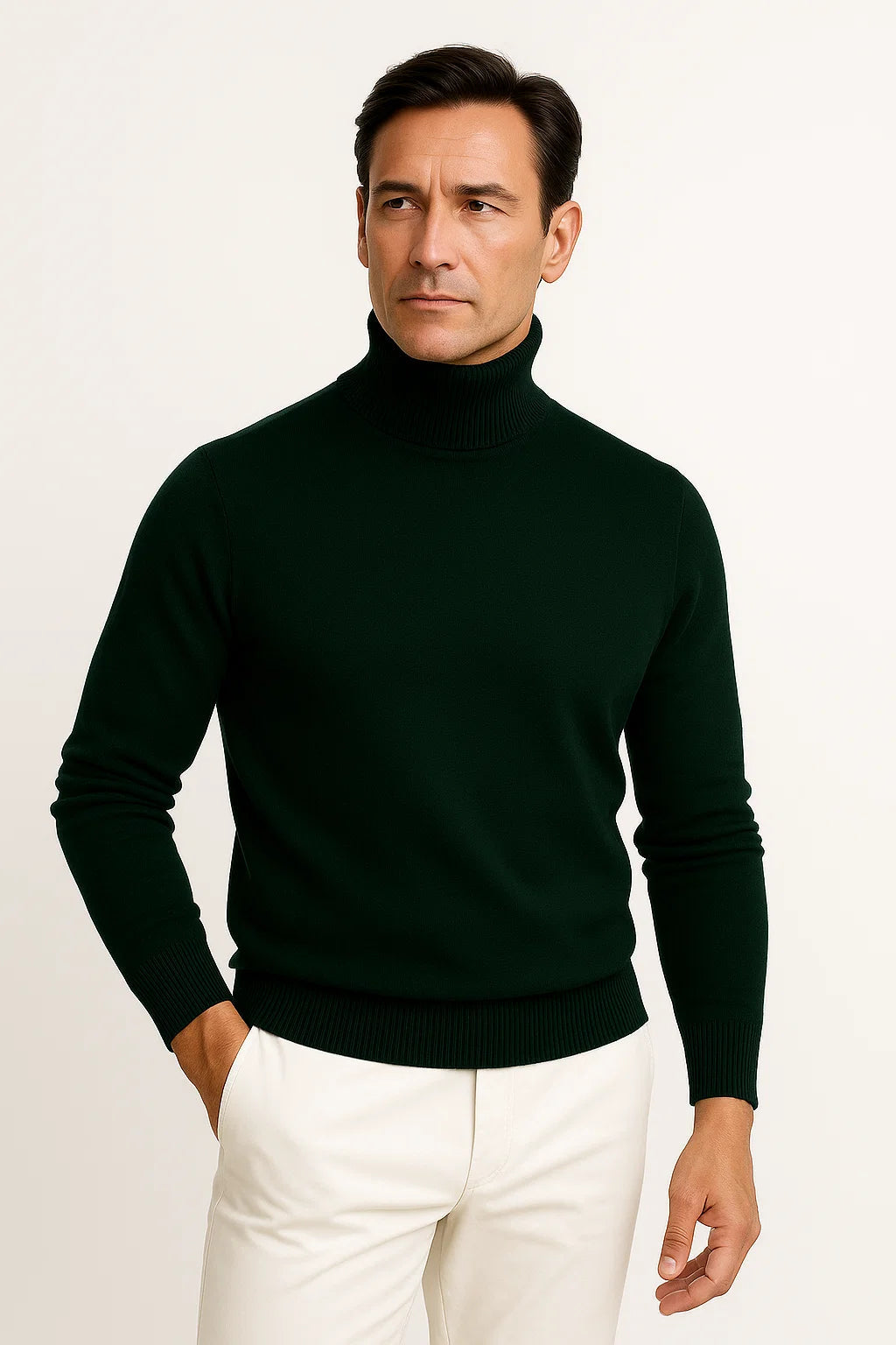 Mens Turtleneck Sweater in Grey Cotton – Comfortable Roll Neck Knitwear for Timeless Style 7