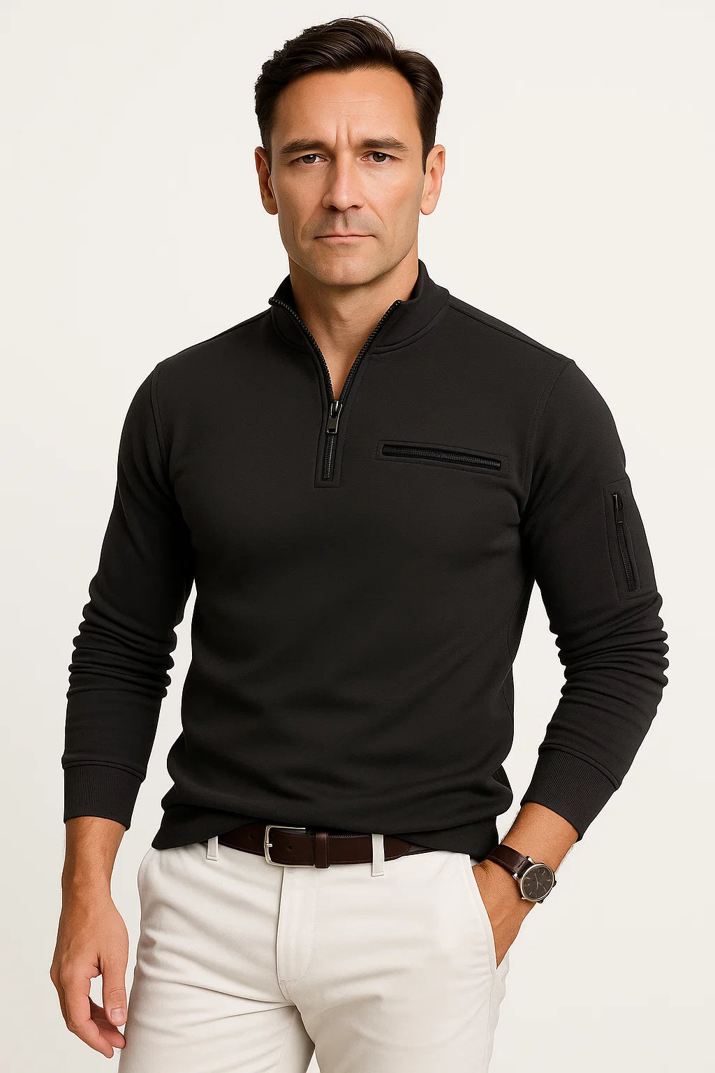 Mens Quarter-Zip Sweater Premium Material Elegant Design 1