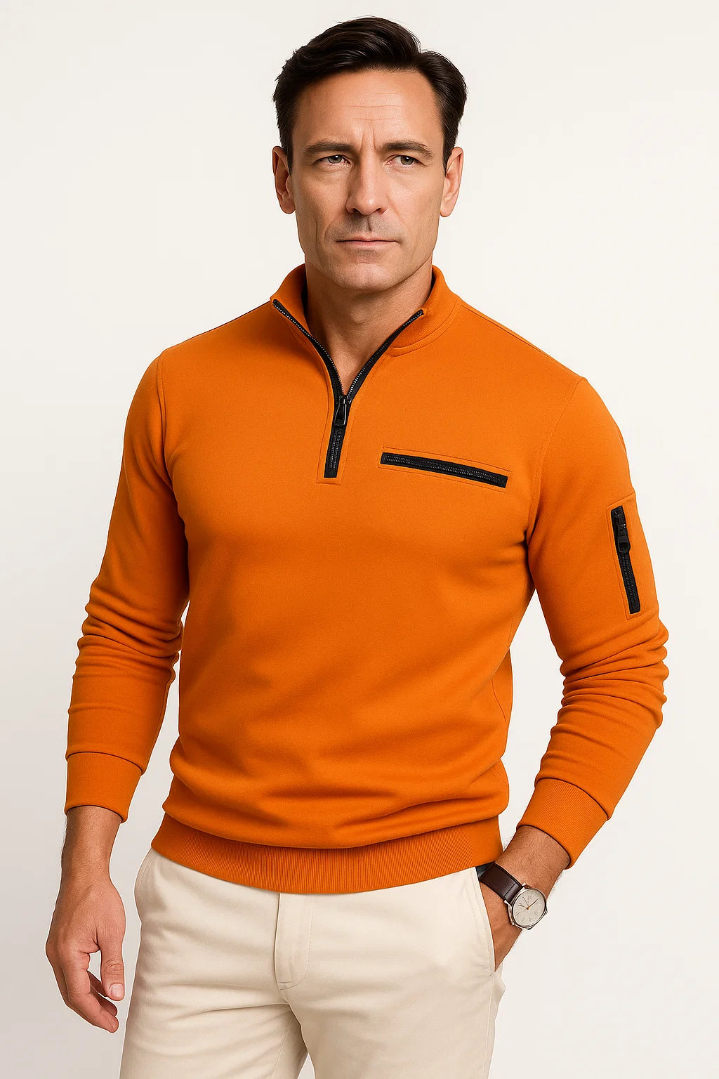 Mens Quarter-Zip Sweater Premium Material Elegant Design 2