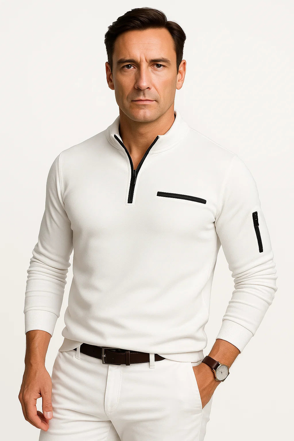Mens Quarter-Zip Sweater Premium Material Elegant Design 3