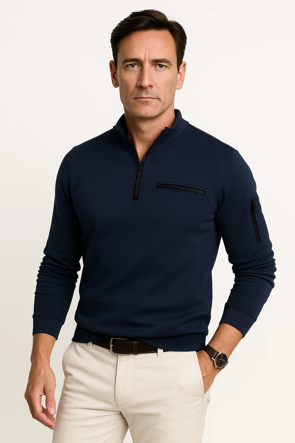 Mens Quarter-Zip Sweater Premium Material Elegant Design 4
