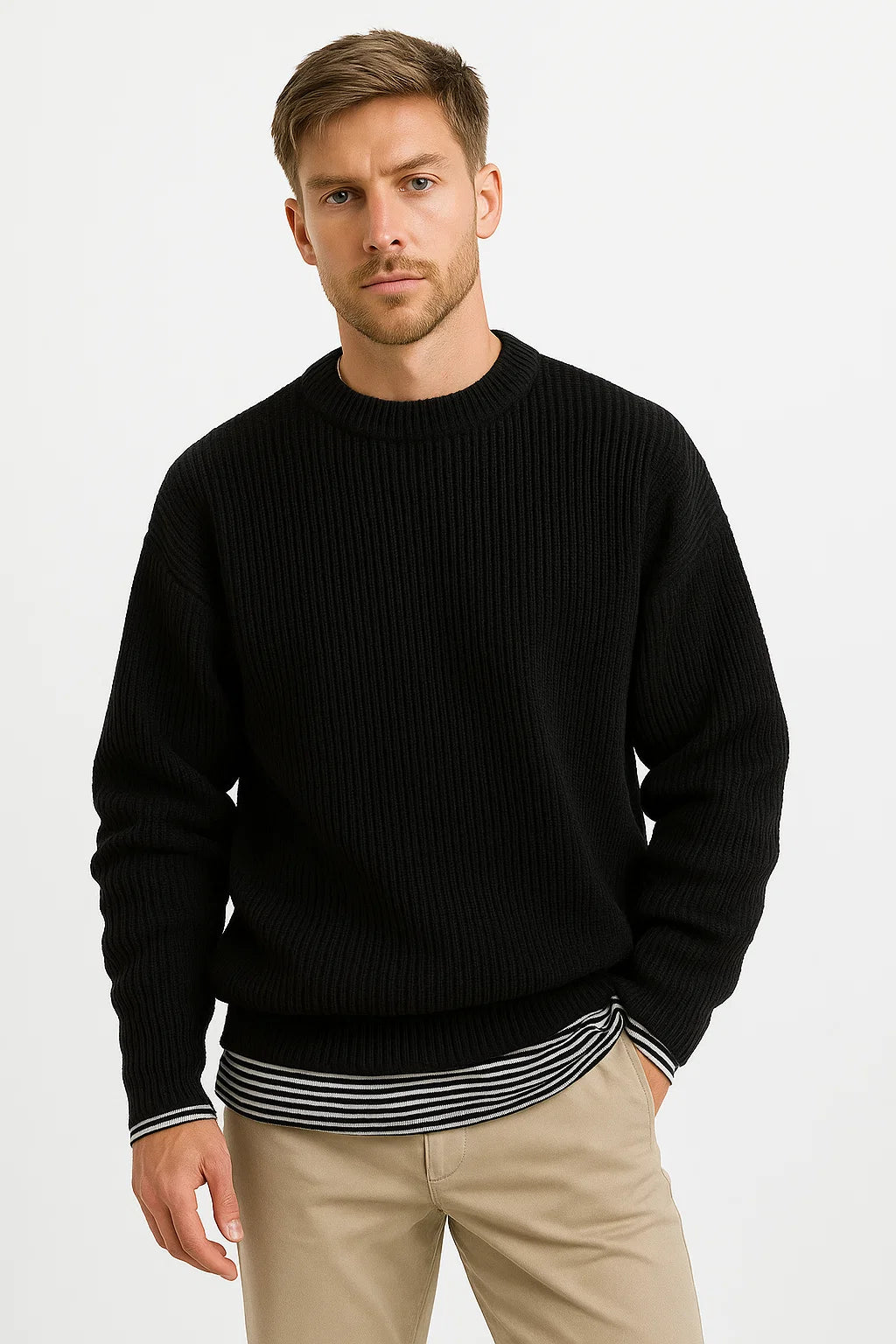 Mens Sweater Acrylic Oversized Pullover Ribbed Design 2