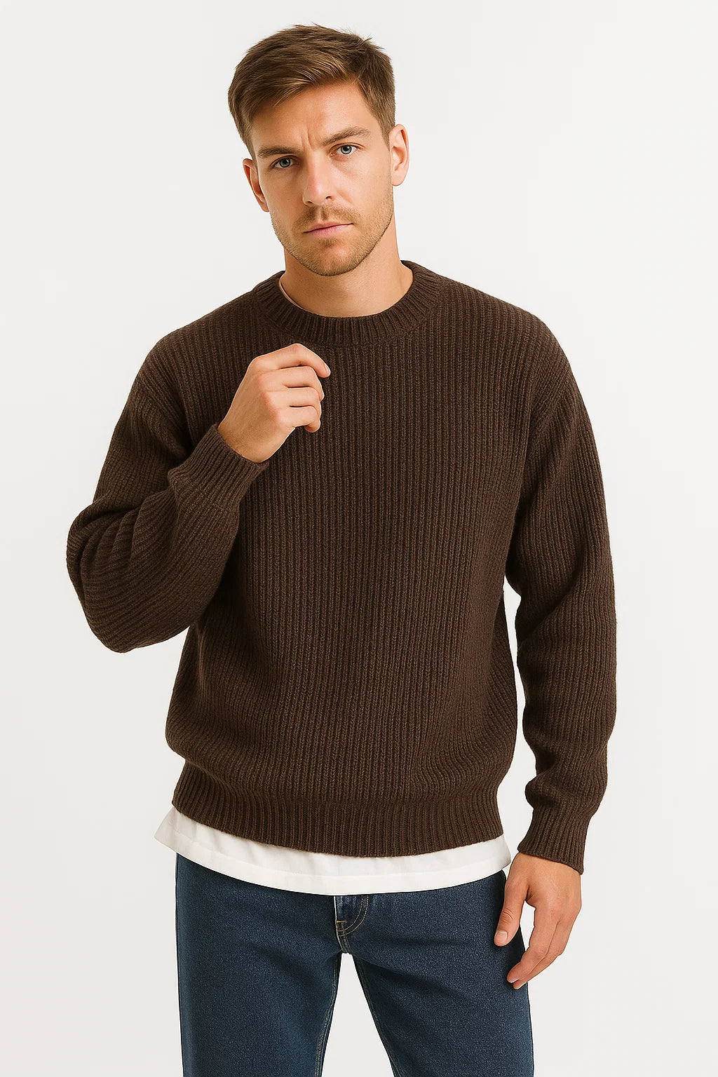 Mens Sweater Acrylic Oversized Pullover Ribbed Design 3