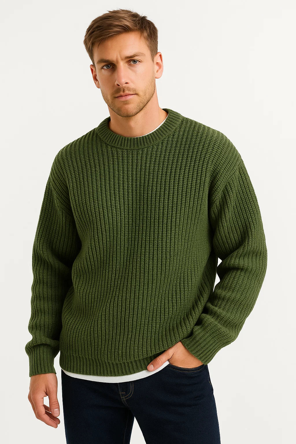 Mens Sweater Acrylic Oversized Pullover Ribbed Design 4