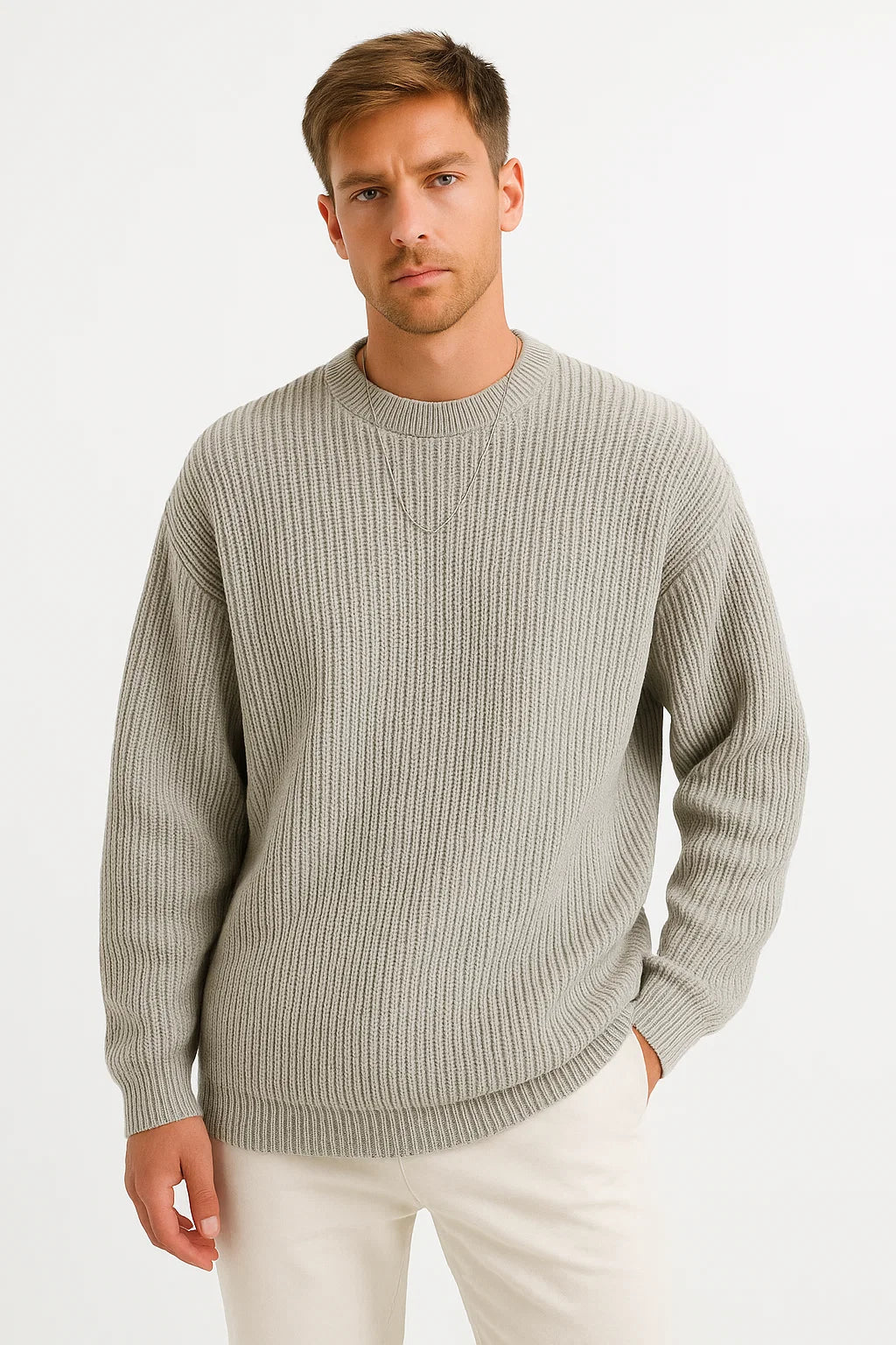 Mens Sweater Acrylic Oversized Pullover Ribbed Design 5