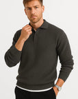 Mens Sweater Grey Acrylic Shirt Collar Long Sleeve Timeless Design Comfortable and Elegant 2