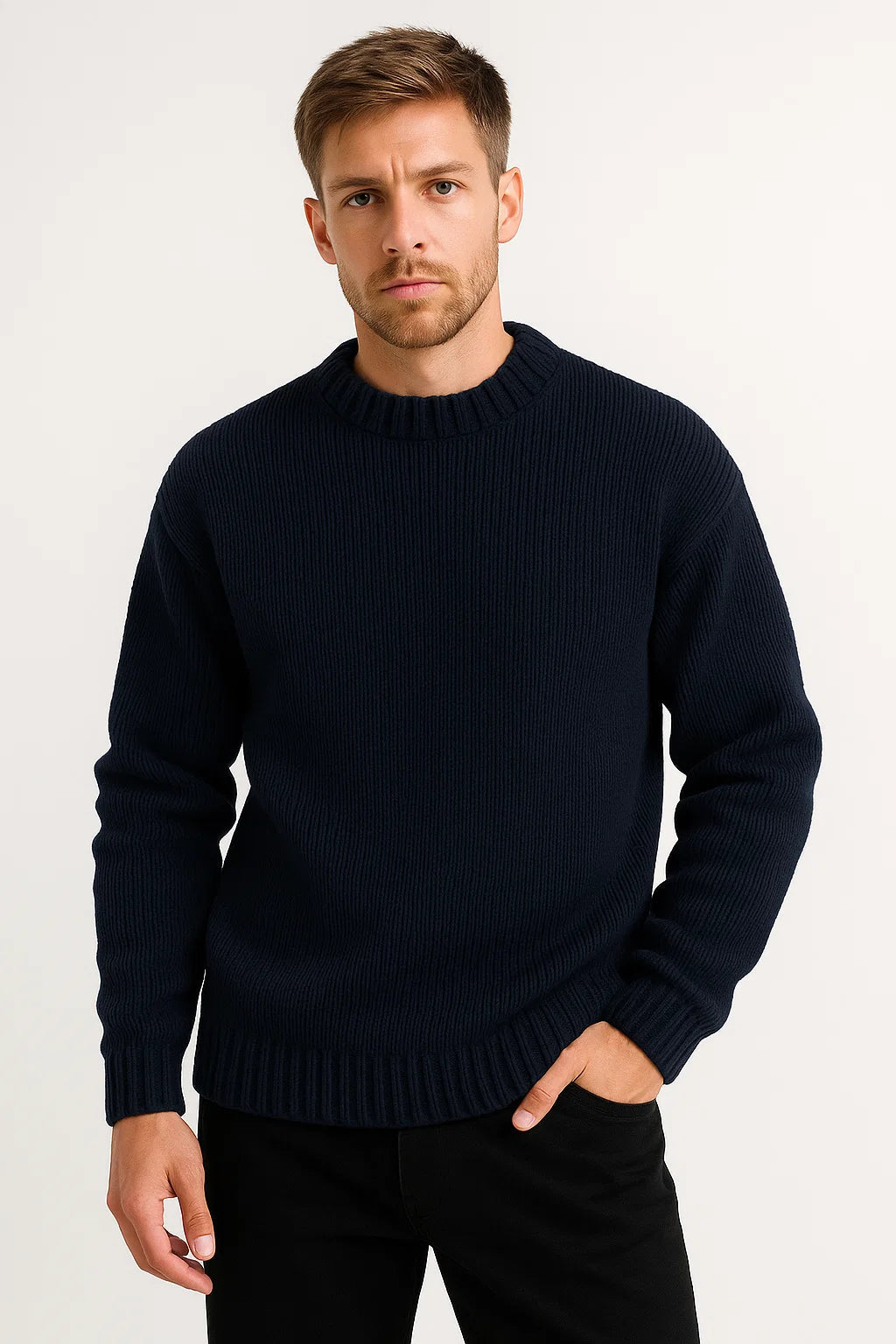 Mens Sweater Acrylic Casual Long Sleeve Round Neck 3