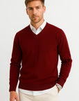 Mens Sweater Grey Wool-Polyester Blend V-Neck Lightweight Layering Ribbed Cuffs 3