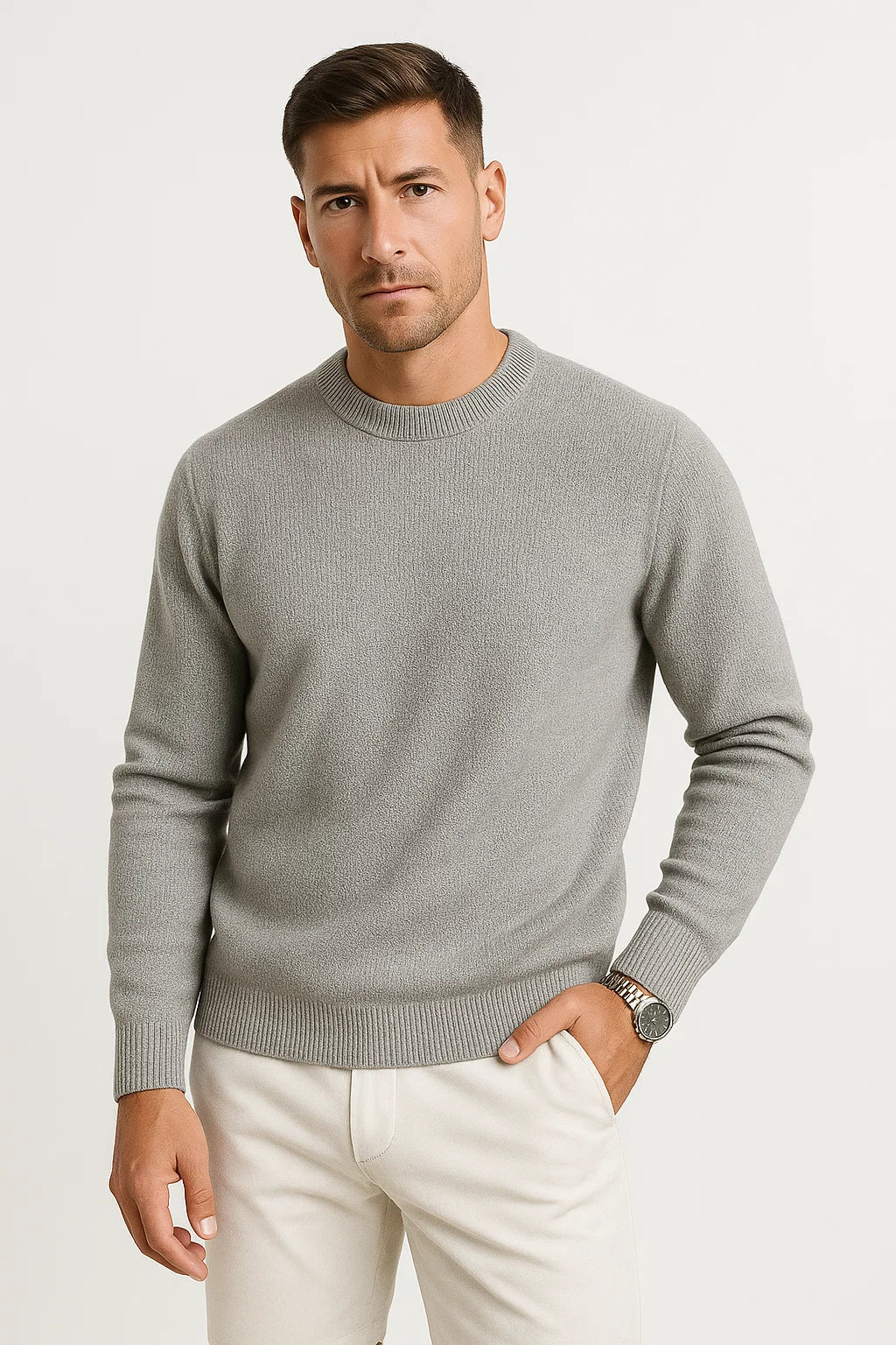 Mens Sweater Grey Wool Quilet Insulation Stylish Design Premium Warmth 1