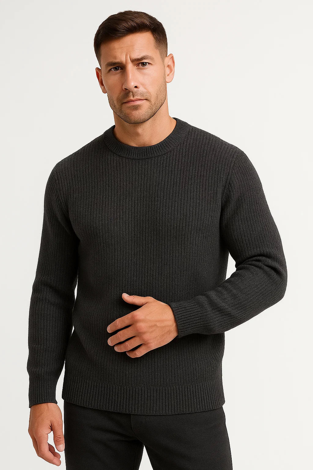 Mens Sweater Grey Wool Quilet Insulation Stylish Design Premium Warmth 4