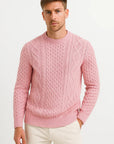 Mens Sweater Grey Wool Blend Slim Fit Cable Knit Casual Wear 1