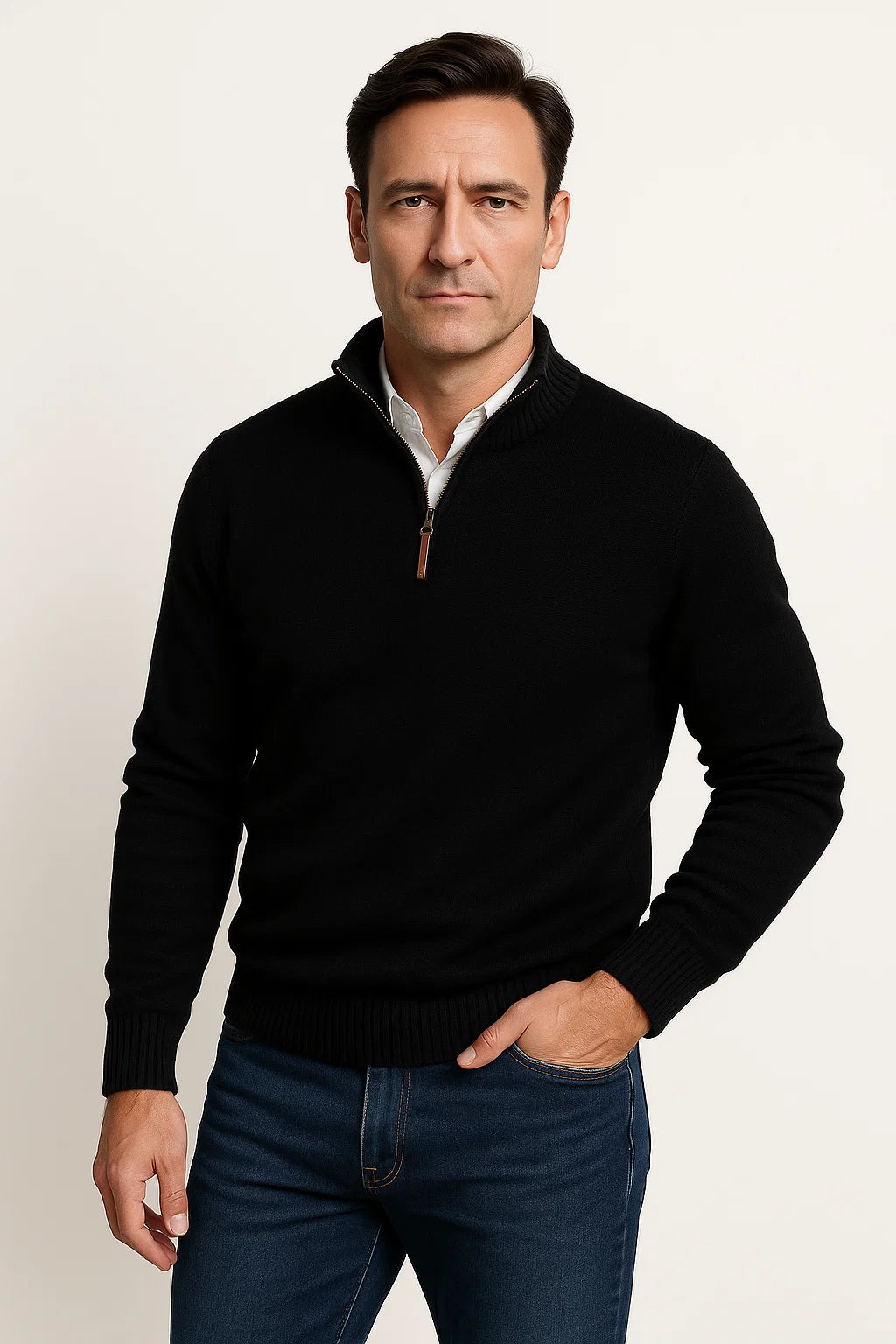 Mens Sweater Wool Relaxed Fit Long Sleeve Casual Comfort for Fall and Winter 2