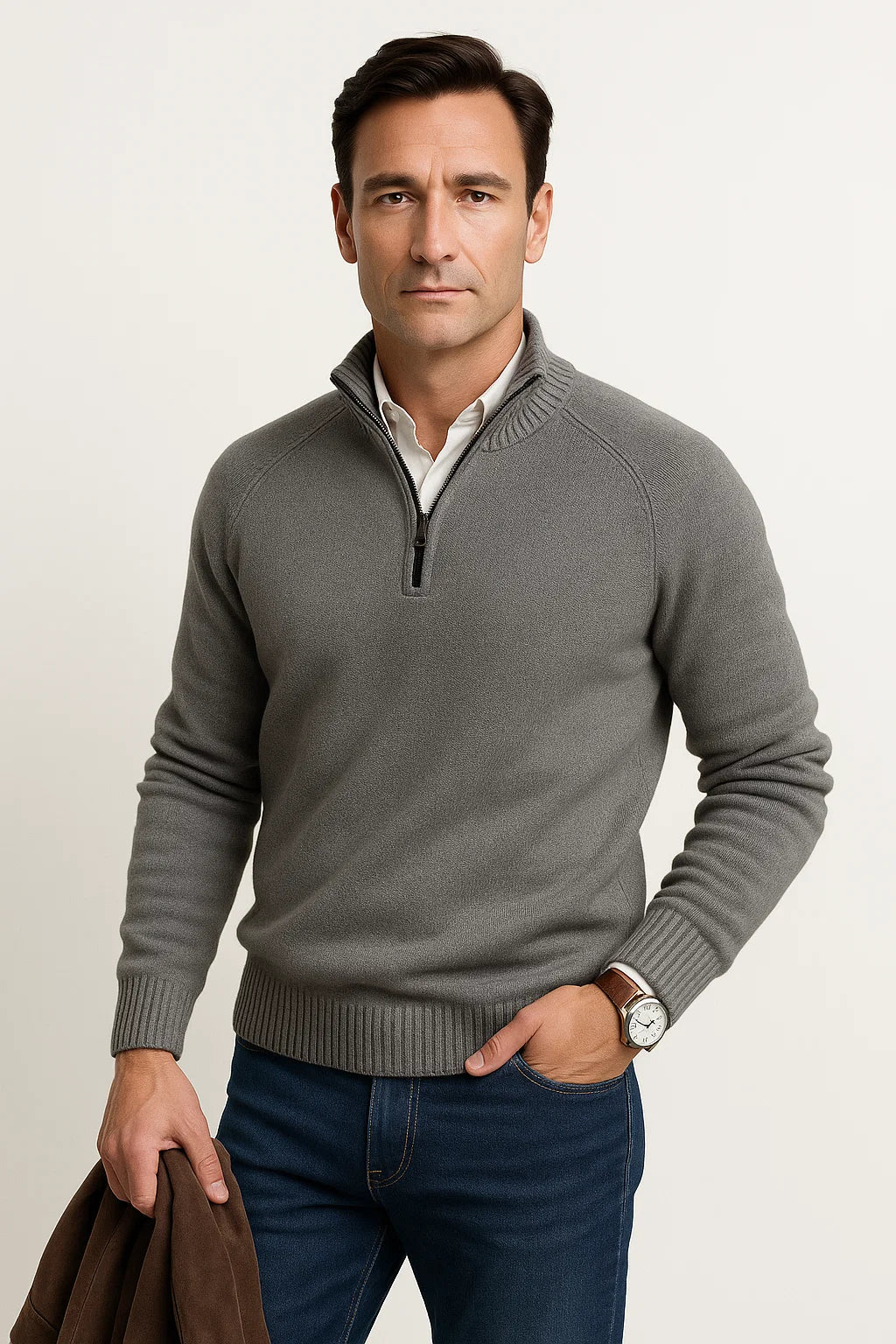 Mens Sweater Wool Relaxed Fit Long Sleeve Casual Comfort for Fall and Winter 4
