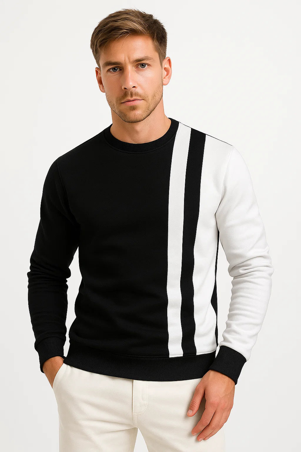 Mens Color Block Sweatshirt Polyester Long Sleeve Regular Fit 5